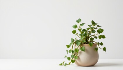 Indoor plant in minimalist pot on white background showcasing greenery and modern decor aesthetic for interior design projects