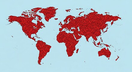 Global interconnectedness illustrated by a textured world map on a light blue background