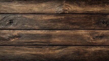 Obraz premium Close-up of deep brown wooden planks showcasing natural grain and imperfections