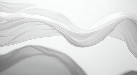 Elegant white fabric flowing gracefully in a minimalist composition visual