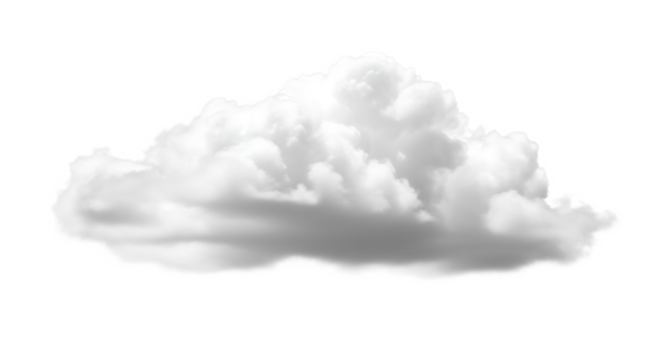 Isolated fluffy cloud formation against a stark black background in a studio shot setting