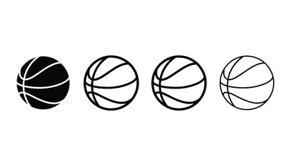 Basketball icon vector set sports equipment design illustration