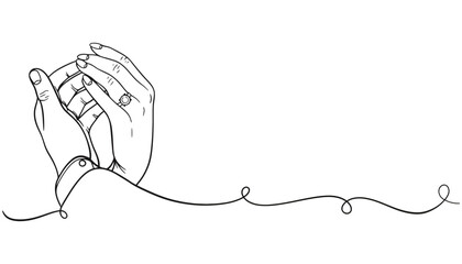 Engagement ring line art hands drawing vector illustration