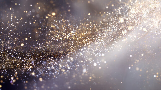 Radiant sparkle with luminous glow, twinkling white dust, glittering gold flare and soft confetti, luxury abstract background for magic holiday card with elegant celebration texture and effect - Powered by Adobe