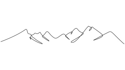 Self-drawing line animation One continuous line drawing nature, beautiful mountain scenery. Full length motion