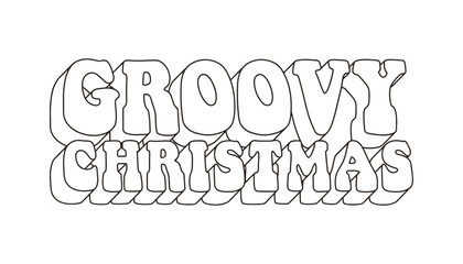 Retro groovy christmas design vintage holiday season graphic