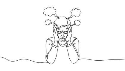 Stress and anxiety line art illustration mental health concept