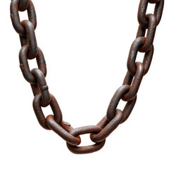 Obraz premium Rusty chain hanging - close up, isolated on white background