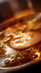 Delectable Ramen Closeup: A tantalizing close-up showcases a steaming bowl of rich ramen, featuring tender slices of meat and savory broth, inviting viewers to savor the culinary artistry.