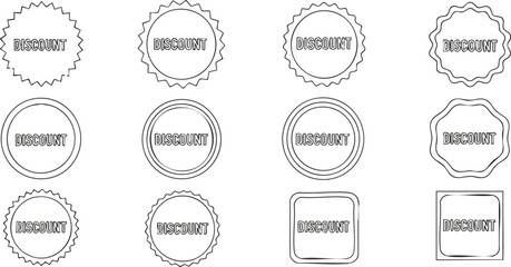 A variety of discount shapes, offering promotional marketing elements for sales and offers