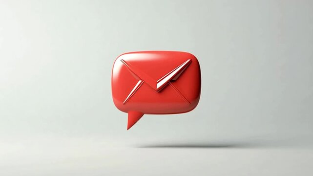 red email message notification icon levitating