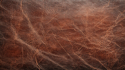 A close-up shot of rich brown textured leather, showing the unique grain and natural imperfections