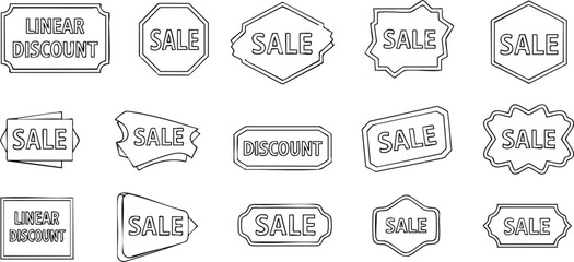 Collection of Abstract Black and White Sale Labels for Promotional Advertising
