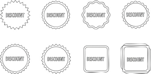 Collection of Discount Label Outline Vectors for Sales and Promotions