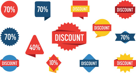 Obraz premium Sale Icons Collection of Colorful Discount Labels for Retail Promotions and Offers