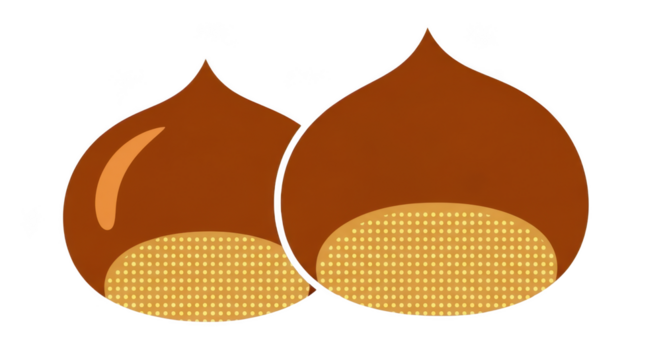 Two chestnuts isolated on transparent background
