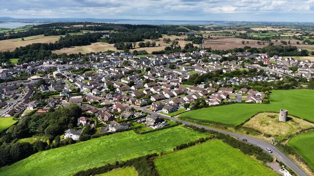 Aerial View of the Coastal Portaferry Town in Co Down Northern Ireland