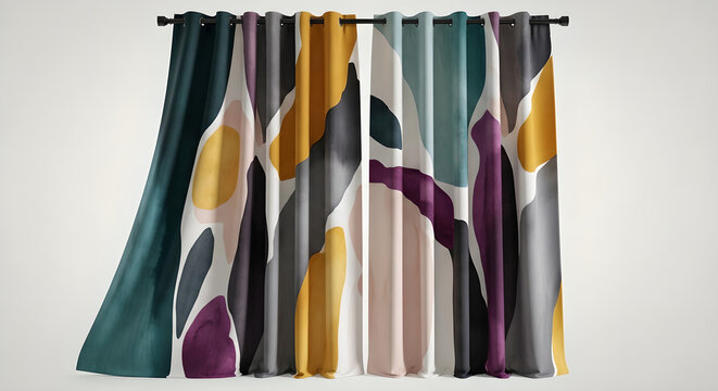 Curtains Abstract Pattern Home Decor Interior Design Colorful Modern Copy Space