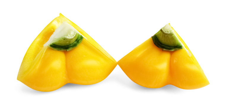 Two yellow bell pepper quarters