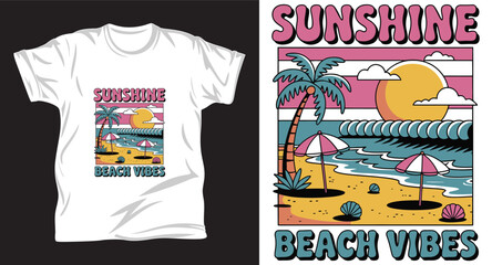 Obraz premium Beach graphic vector T shirt design print.