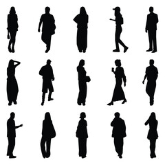 Vector collection set of individual people silhouettes.	
