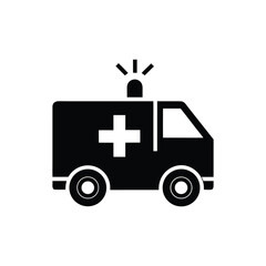 Black silhouette icon of an ambulance with a medical cross