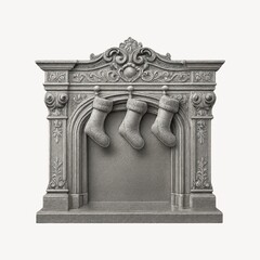 Naklejka premium Elegant stone fireplace with stockings.