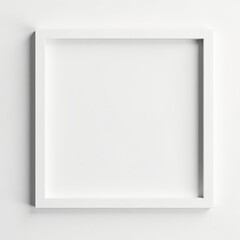 Clean, minimalist white frame isolated on white background, photography, blank, border