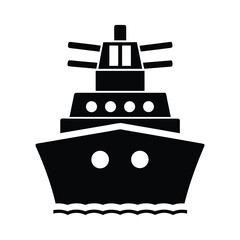 Front view silhouette of a modern cruise ship on water