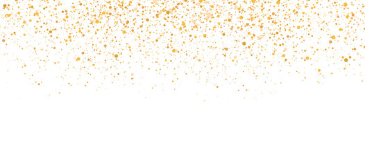 Golden confetti and shimmering glitter in PNG format. Falling gold glitter. Sparkling dots form a repeating pattern. Magic dust, a sparkling decoration for Christmas and New Year.