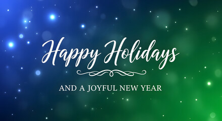 Happy holidays and a joyful new year greeting with sparkling lights