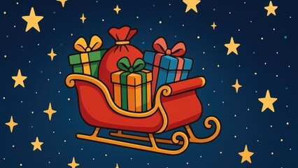 Festive sleigh with colorful gifts desktop wallpaper