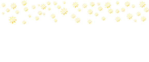 Fototapeta premium Festive gold frame with falling glitter, snowflakes, and stars. Christmas frame on a transparent background in PNG format.