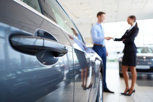 Car Dealership - Salesman and Customer Handshake