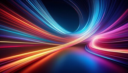 colorful flowing light trails on a dark background
