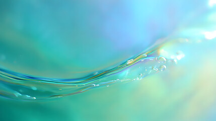Abstract Aqua Serenity: A fluid, ethereal artwork showcases the graceful dance of water, its undulating forms, and the soft embrace of light, creating a sense of peace and tranquility.