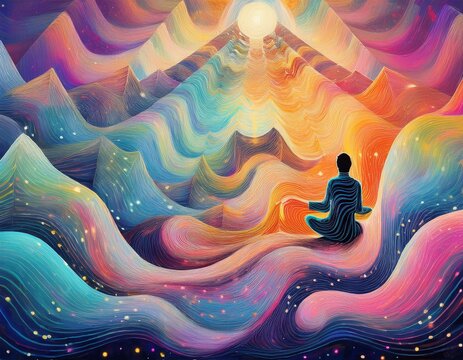 concept art for art therapy visual music spiritual clarity ethereal pastels musical symmetry pyramidal vibrations improvised layering symbolic gesture color and form theory