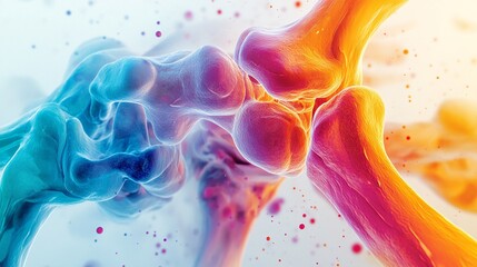 Detailed medical illustration depicting a human joint with indications of damage or disease; provides a visual representation of medical concepts, suitable for healthcare and educational purposes.