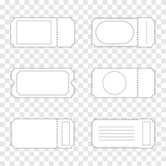 Collection of tear-off ticket templates with various internal elements. Eps 10