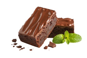 Delicious chocolate brownies dessert with mint dessert brownie chocolate treat sweet baked goods food