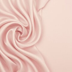 Luxurious pale pink silk fabric draped elegantly, creating soft folds and textures reminiscent of delicate flower petals blossoming under gentle light ,color ,smooth ,drape