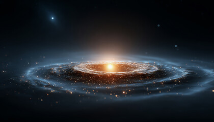 Awe inspiring view of future stellar engine, megastructure absorbing energy from star. majestic science fiction concept in deep space