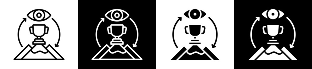 Vision And Mission Icon Set In Black And White Filled Style Collection