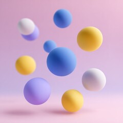 Floating pastel spheres on a gradient background, suggestive of abstract motion