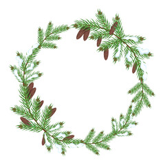 christmas wreath on white background