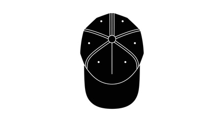 Sleek black baseball cap design element for branding projects, minimalist style athletic accessory perfect for fashion layouts and sportswear mockups
