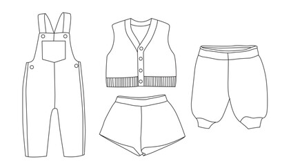 Set of 4 Baby Clothes illustration - vector graphic resource