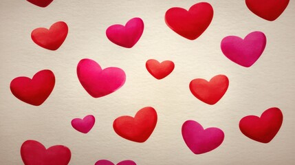 Colorful Hearts Pattern on Soft Paper Background for Romantic and Valentine&rsquo;s Day Themes, Celebrations of Love and Affection, Backdrop for Cards