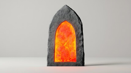 Unique tombstone design featuring an orange lava-like door in a minimalistic digital art style