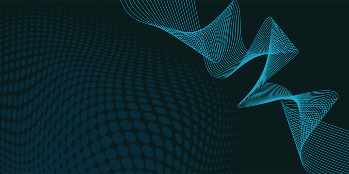 Digital Background with Halftone and Wave Lines Dark Teal color theme